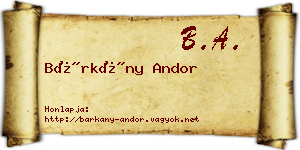 Bárkány Andor névjegykártya