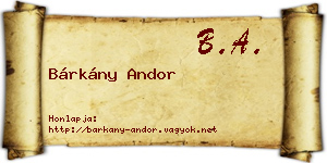 Bárkány Andor névjegykártya