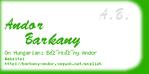 andor barkany business card